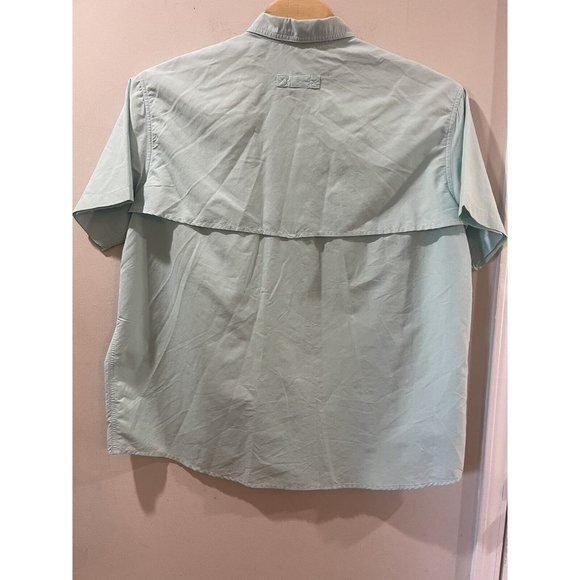 LL Bean Shirt‎ Mens XXL Vented Fishing Button Up Teal Short Sleeve - Picture 2 of 6